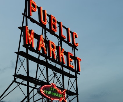red Public Market LED signage
