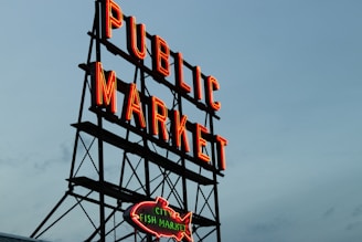 red Public Market LED signage