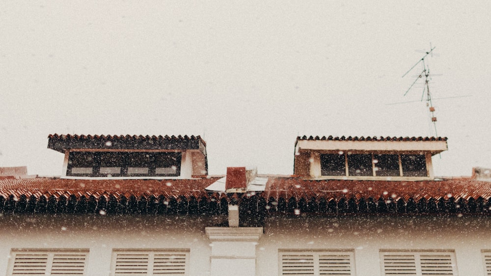 rain drops on brown roofs