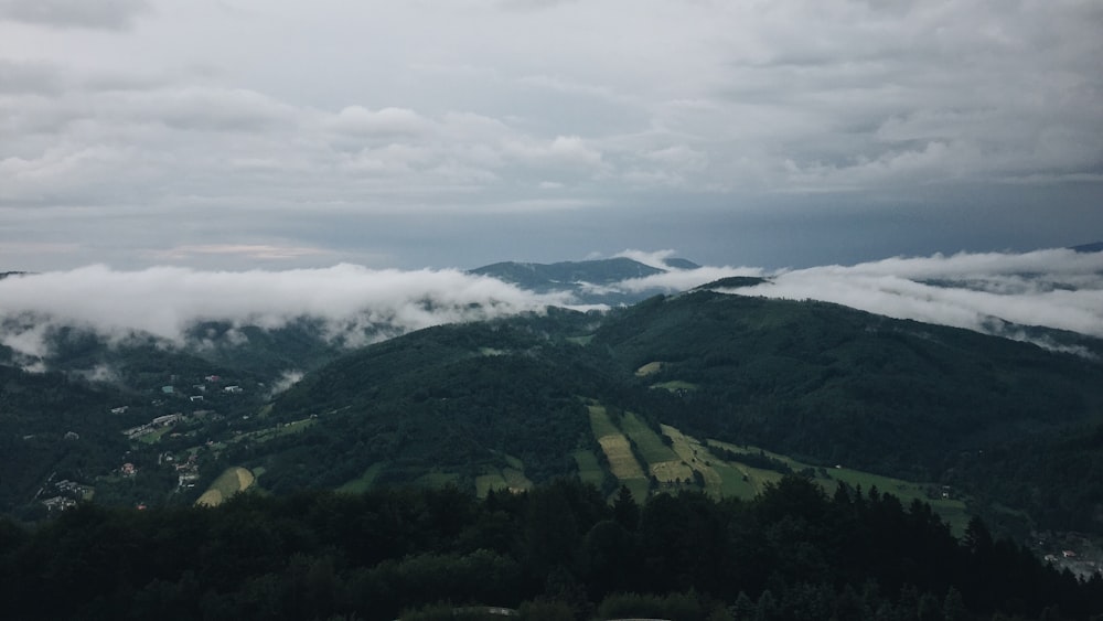 high angle photography of mountain range