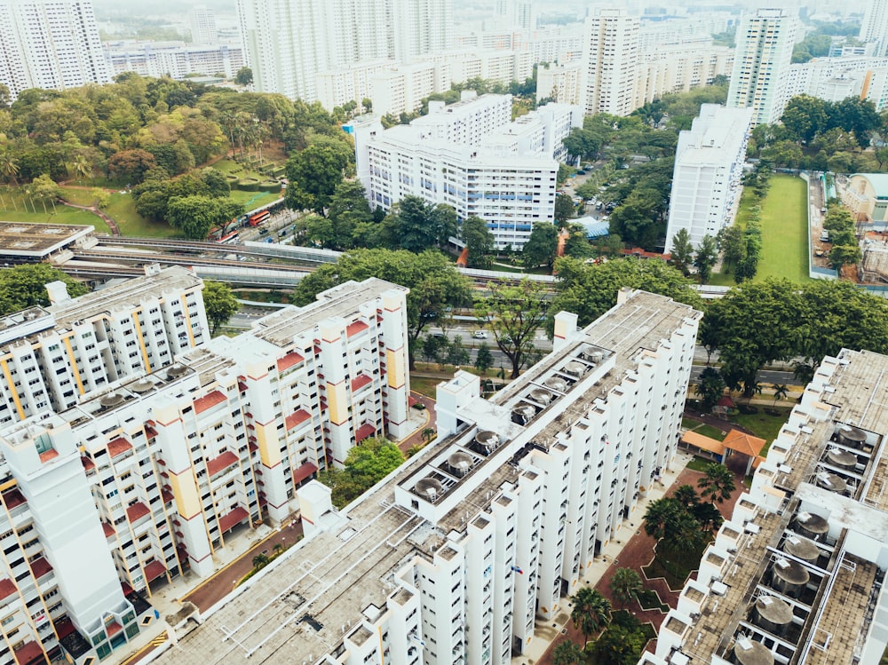 aerial view photography of white buildings