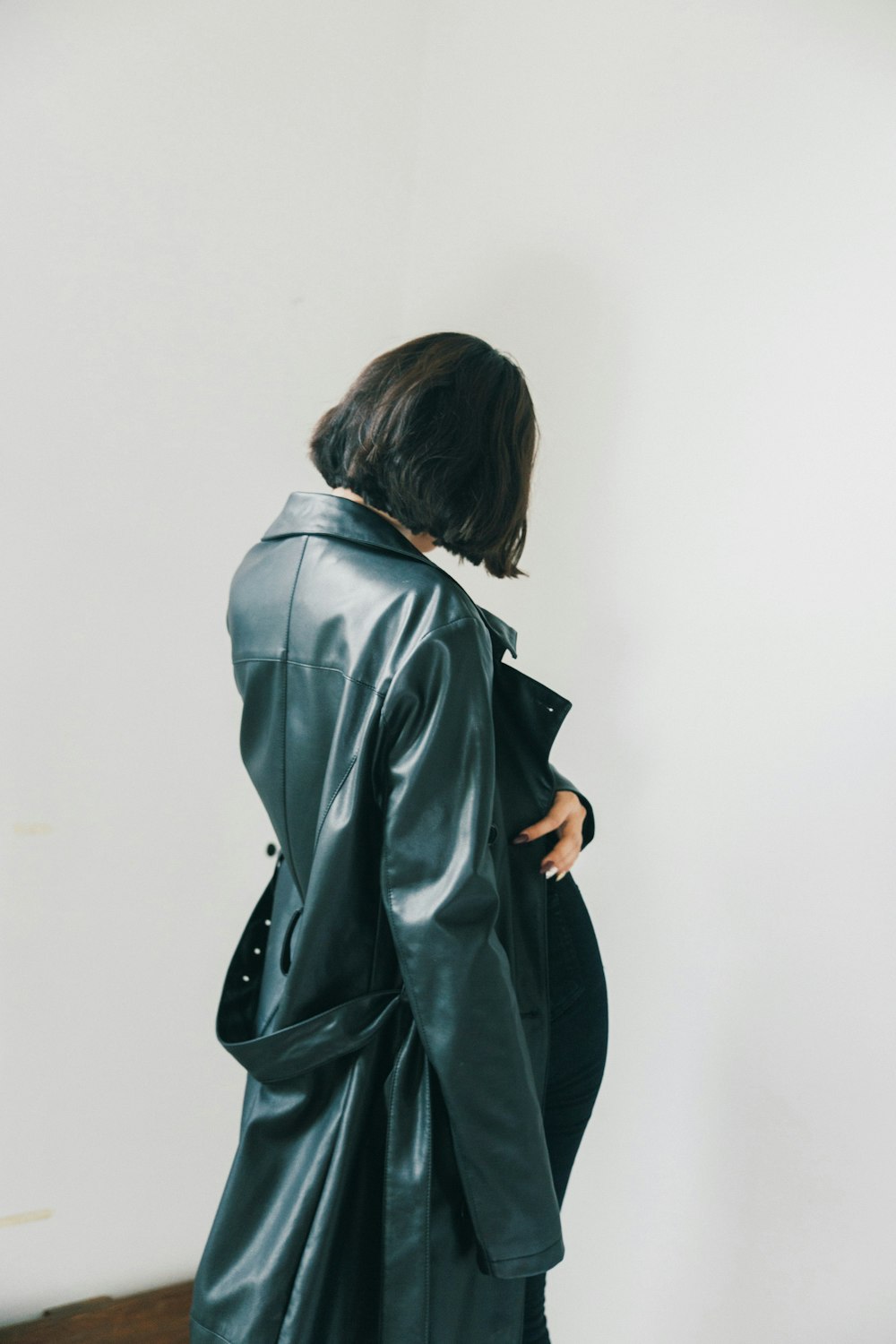 giacca di pelle nera da donna