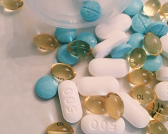 assorted-color medication pills