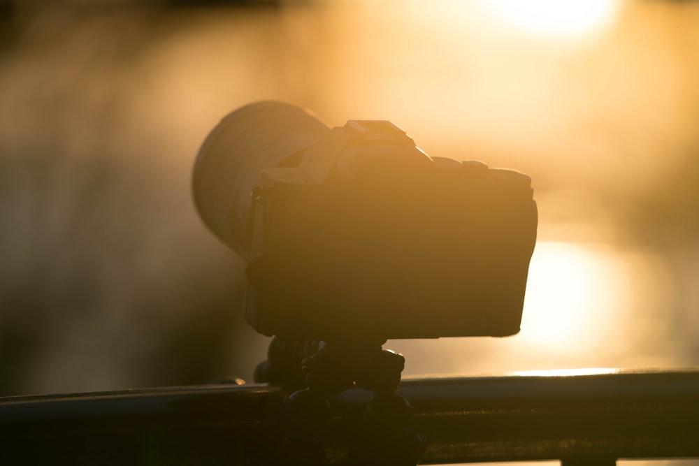 a close up of a camera on a tripod