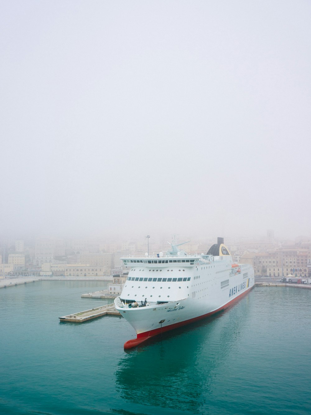 white cruise ship on body of water docking at daytime