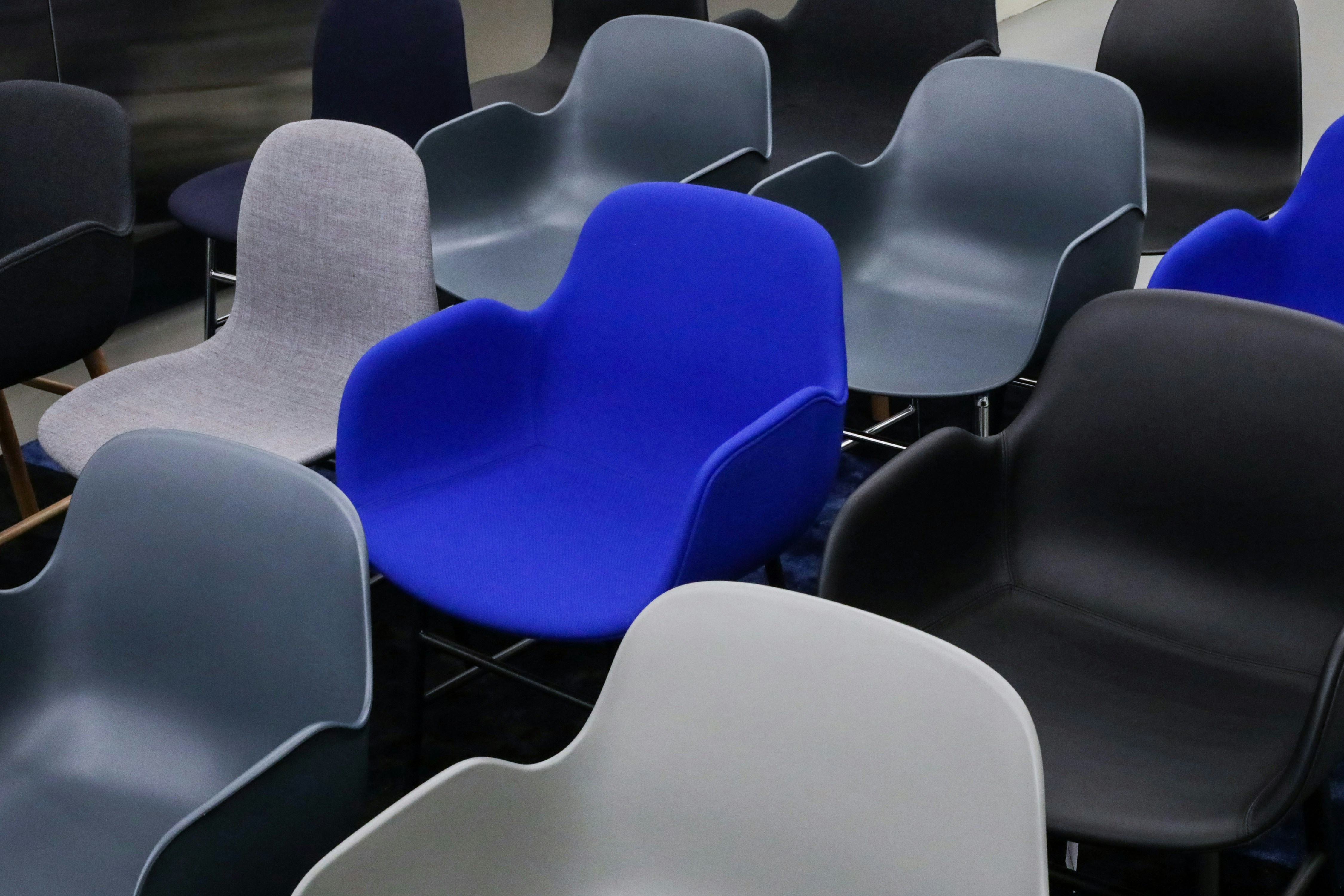 This is a Normann Copenhagen chair in International Klein Blue, on the showroom floor in Copenhagen. The lighting was perfect to observe these fine specimens as meticulously and expertly designed, almost like a gallery or viewing laboratory.