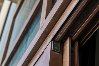 A close-up of a modern automatic door system in action.