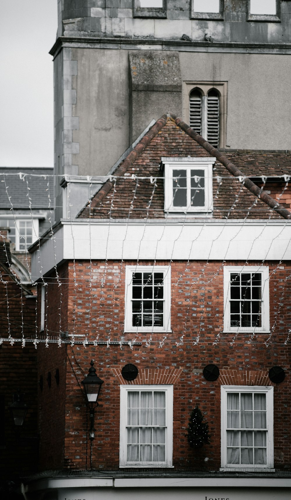 brown and white bricked house