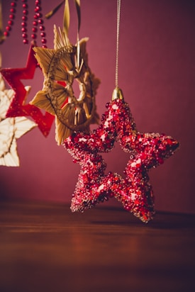 red sequined star handing decor