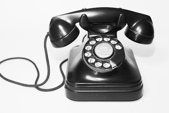 photo of black rotary telephone