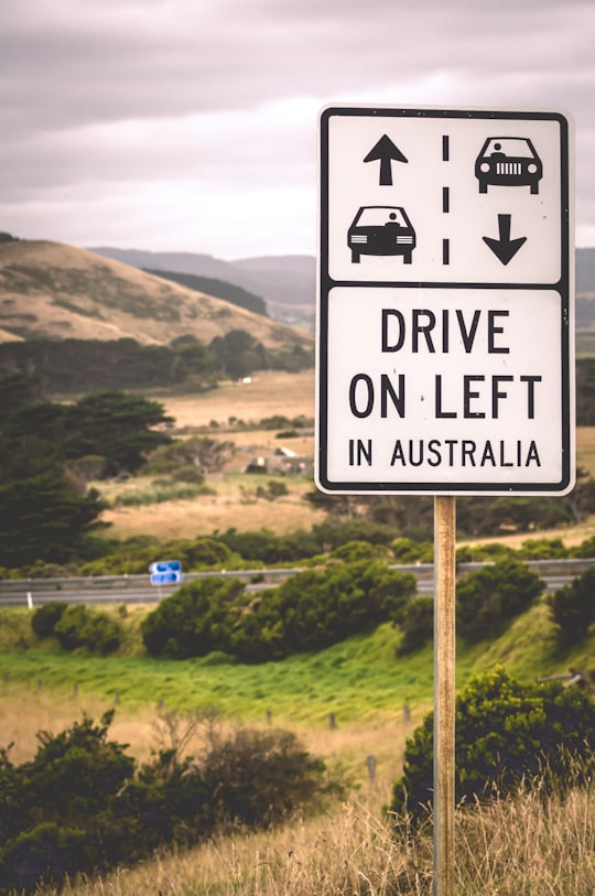 Drive On left street signage in Great Ocean Road Australia