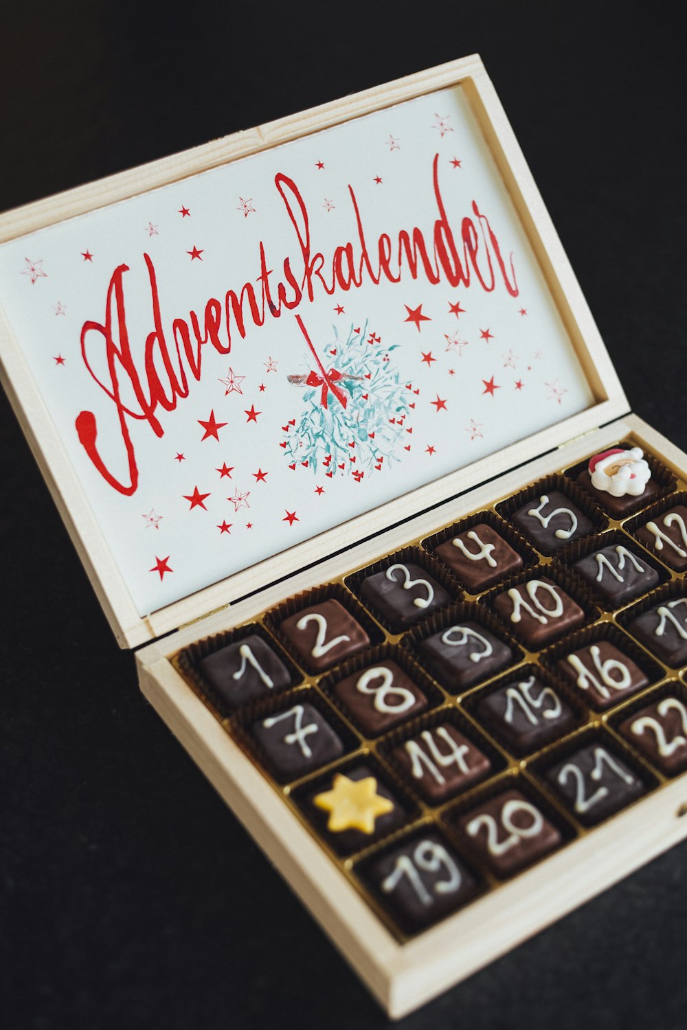 chocolate on brown wooden box