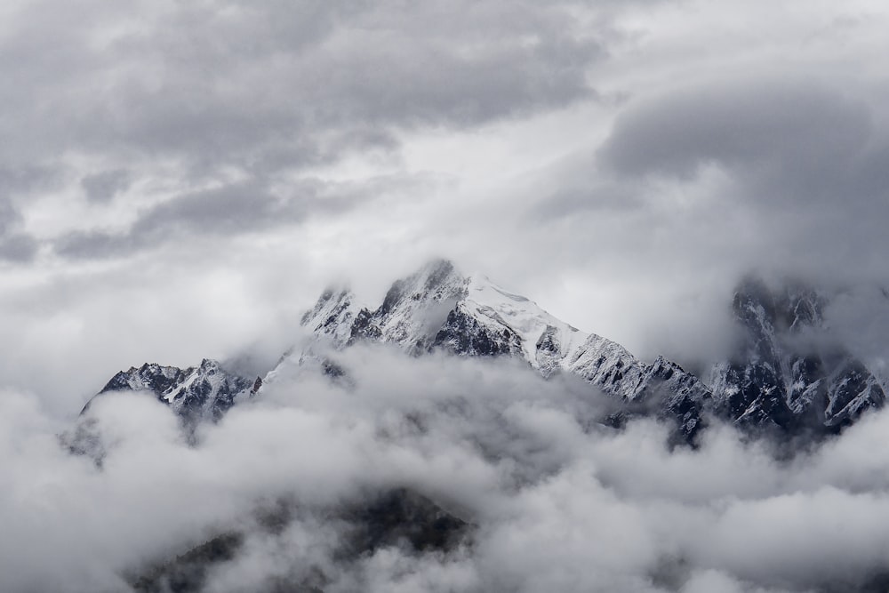 mountain coated with snow