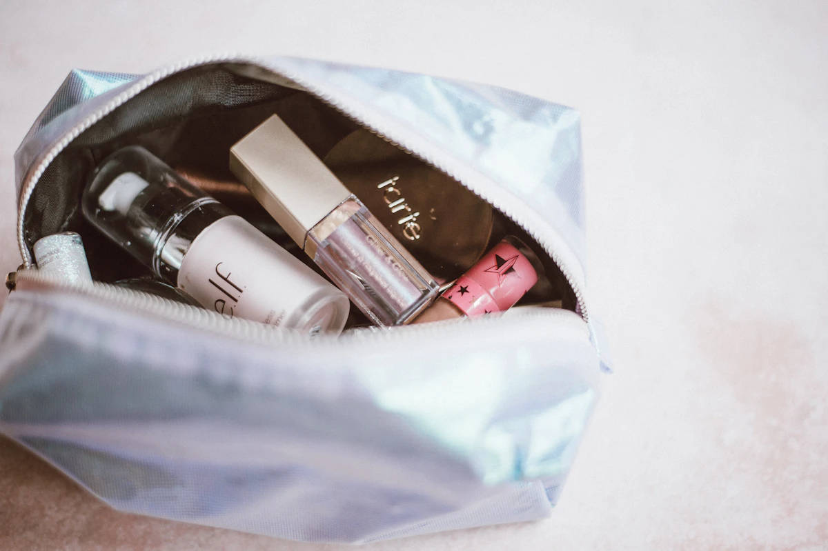 Toiletries bag with cosmetics