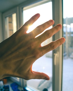 Hands gently holding an open natal chart with soft sunlight filtering through a window