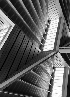 architectural photography of white metal building
