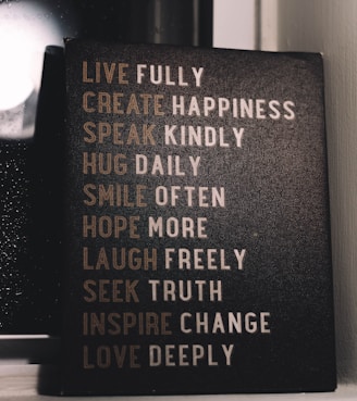 live fully create happiness speak kindly decor