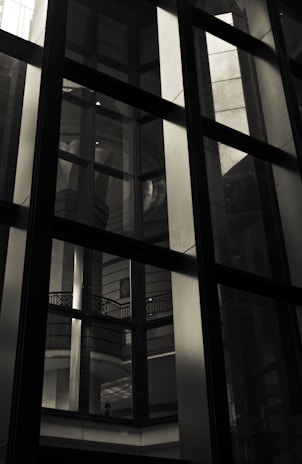 Close-up image of sleek aluminum and glass window details reflecting natural light.