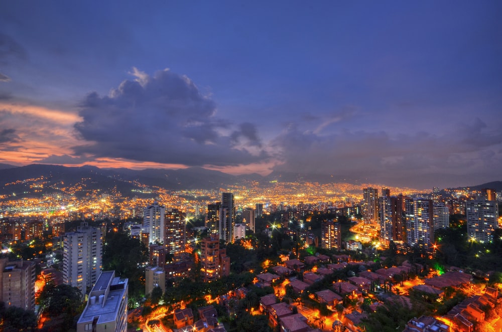 city buildings during sunset