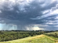 Clouds gathering over the lush green hills of Tripura before a rain shower.