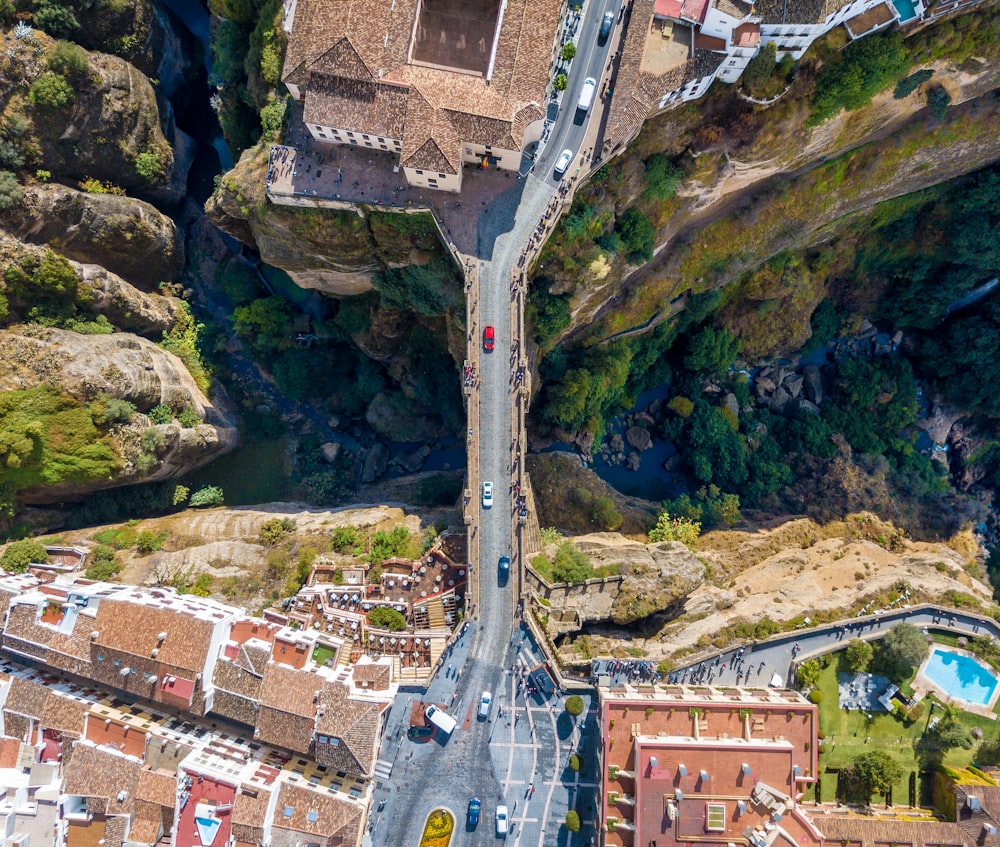 birds eye view of bridge during daytime