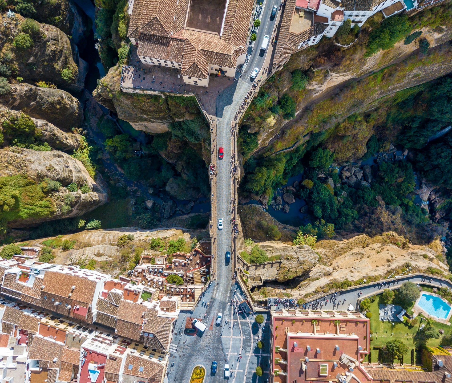 birds eye view of bridge during daytime