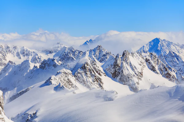 Snow-covered alpine peaks