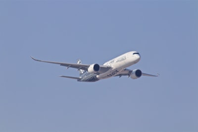 white airplane taking off during daytime plane teams background
