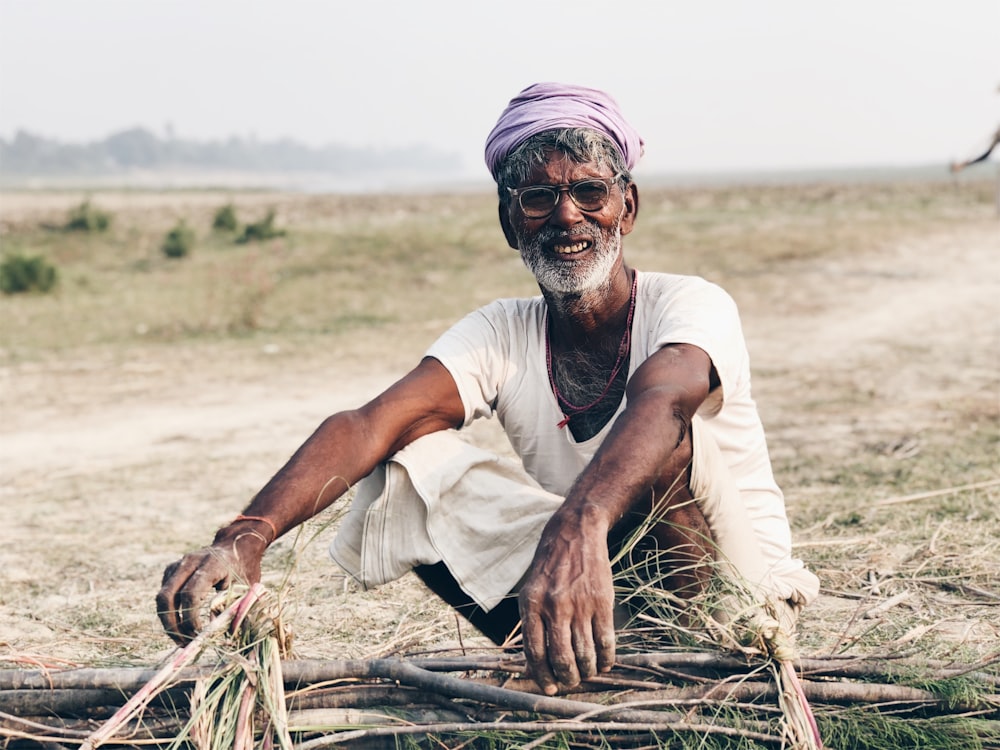 man holding branch