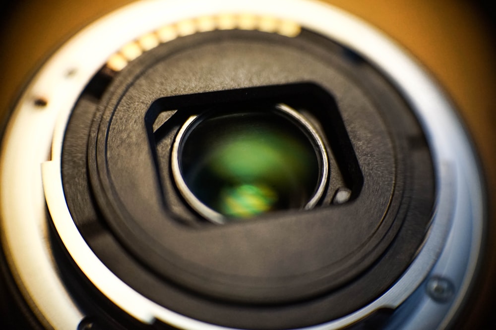 a close up view of a camera lens