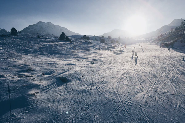 Group skiing down the piste