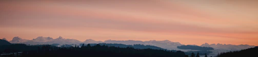 A panoramic view of a bear silhouetted against a vibrant sunset.