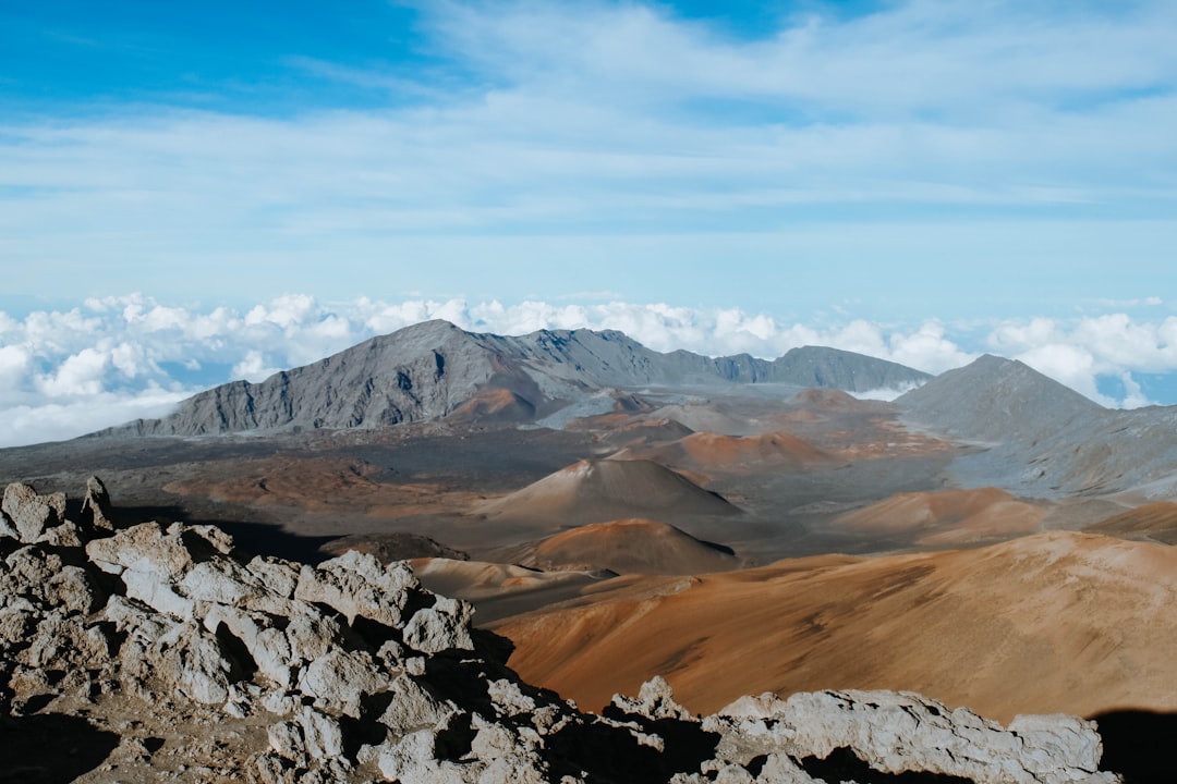 high angle photo of brown mountains