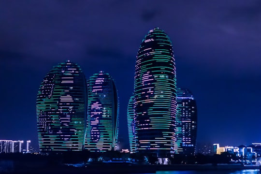 city skyline at night in Phoenix Island China