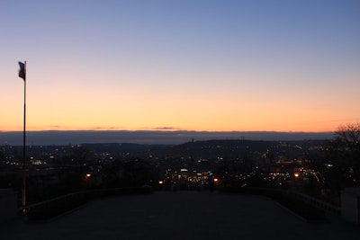 Philadelphia skyline at dusk, symbolizing the birthplace of democracy.