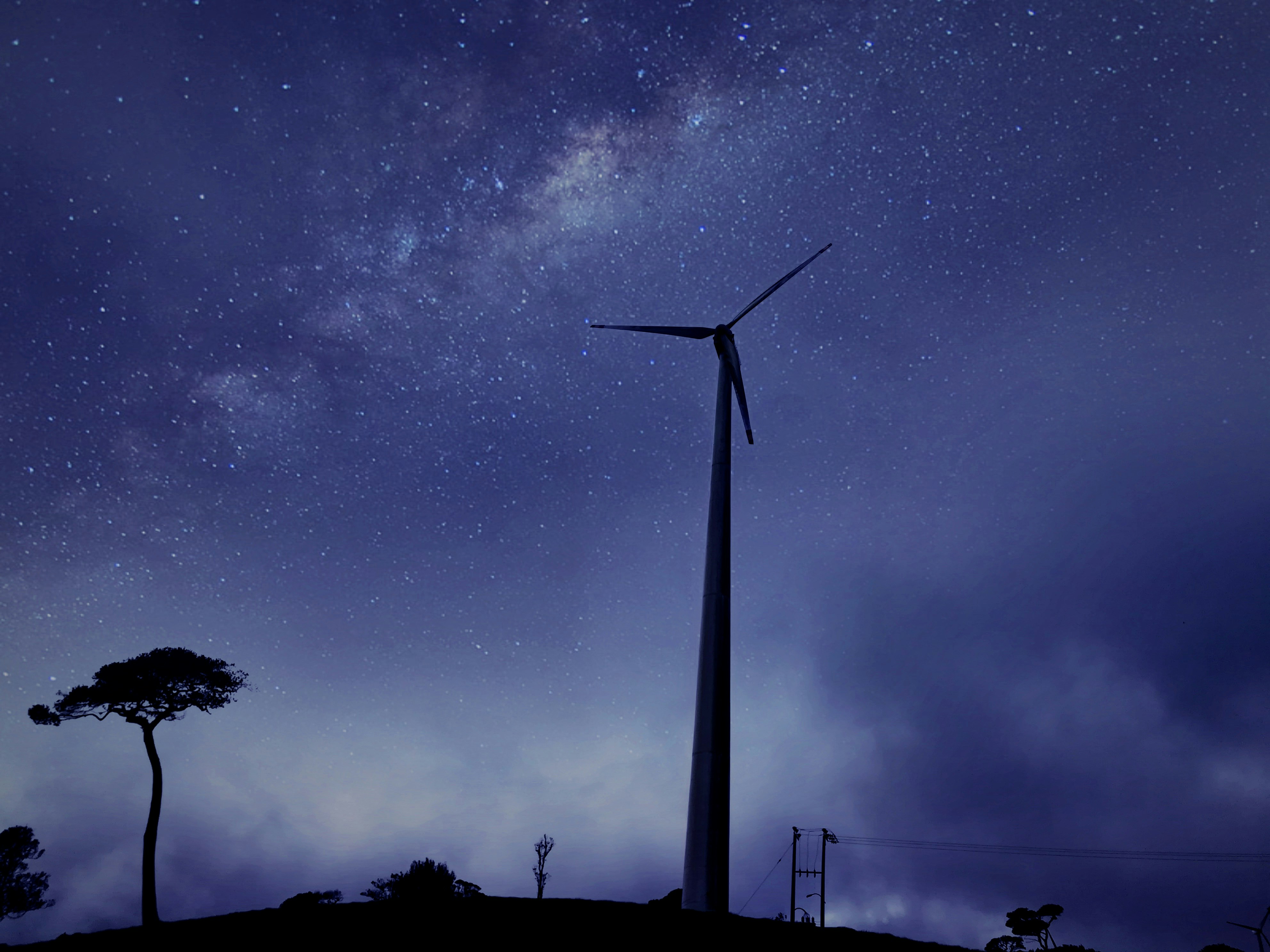 Milky Way photography above windmill