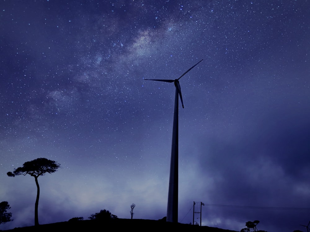 Milky Way photography above windmill