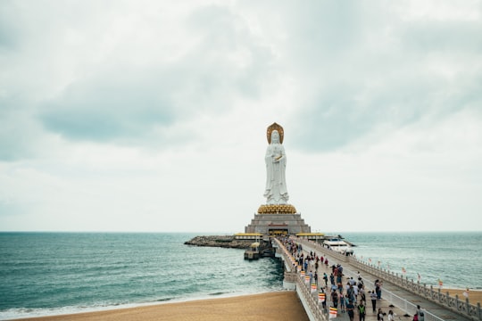monument of Deity on island in Guanyin Statue of Hainan China