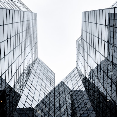 architectural photography of glass buildings