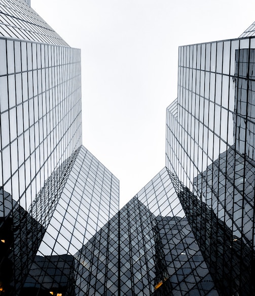 architectural photography of glass buildings