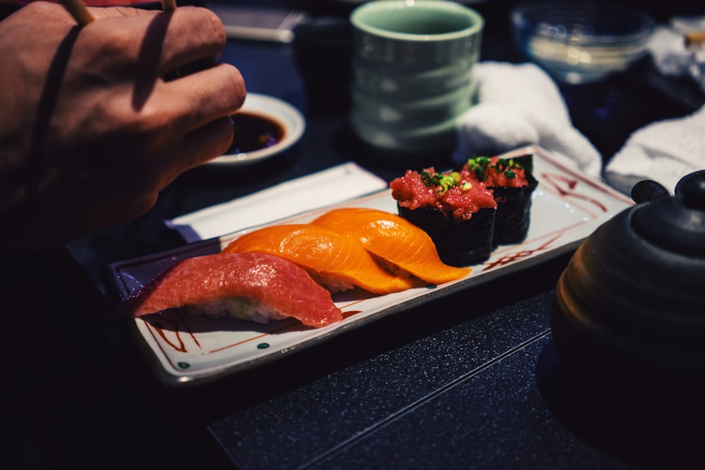 raw meat on black tray