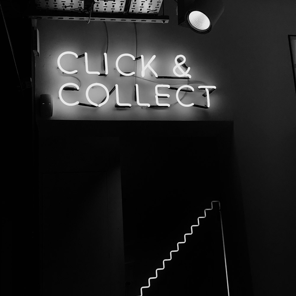 photo of Click and Collect lighted signage