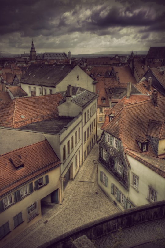 grey clouds looming over the town in Bamberg Germany