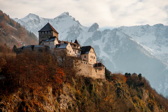 Vaduz Castle on its wooded rock, Liechtenstein