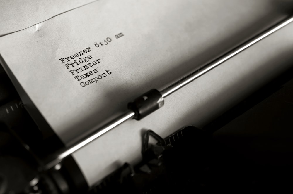 printer paper on typewriter