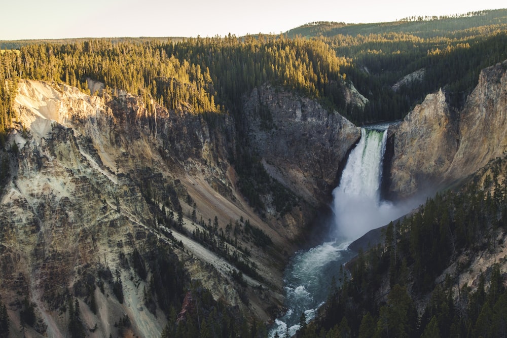 aerial photography of waterfalls