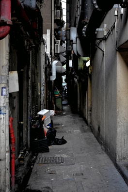empty road between high-rise building