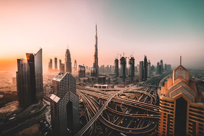 Burj Khalifa observation deck view Dubai downtown fountain