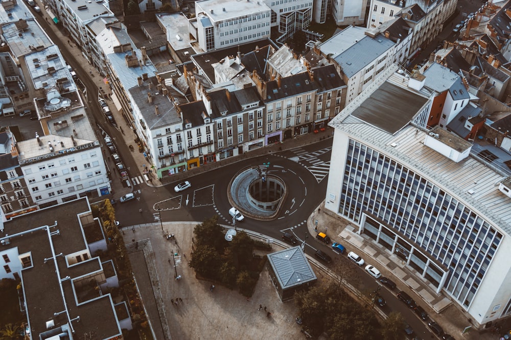 bird's eye view photography of high rise buildings