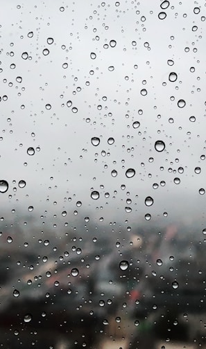 raindrops on clear window